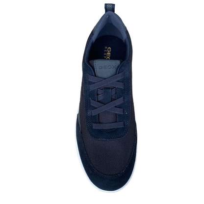 Geox scarpa sneakers da uomo con laccio elastico e camoscio e nylon Spherica U45BYA blu