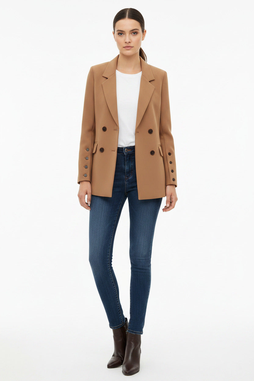 Giacca elegante donna, Giacca con bottoni autunnale femminile