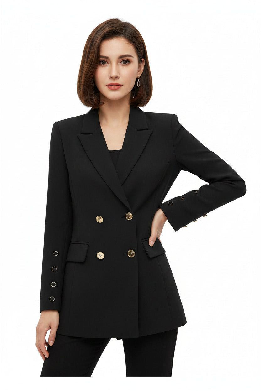 Giacca elegante donna, Giacca con bottoni autunnale femminile