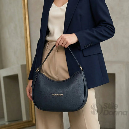 Gianmarco Venturi Borsa Hobo in Ecopelle con Finiture Dorate