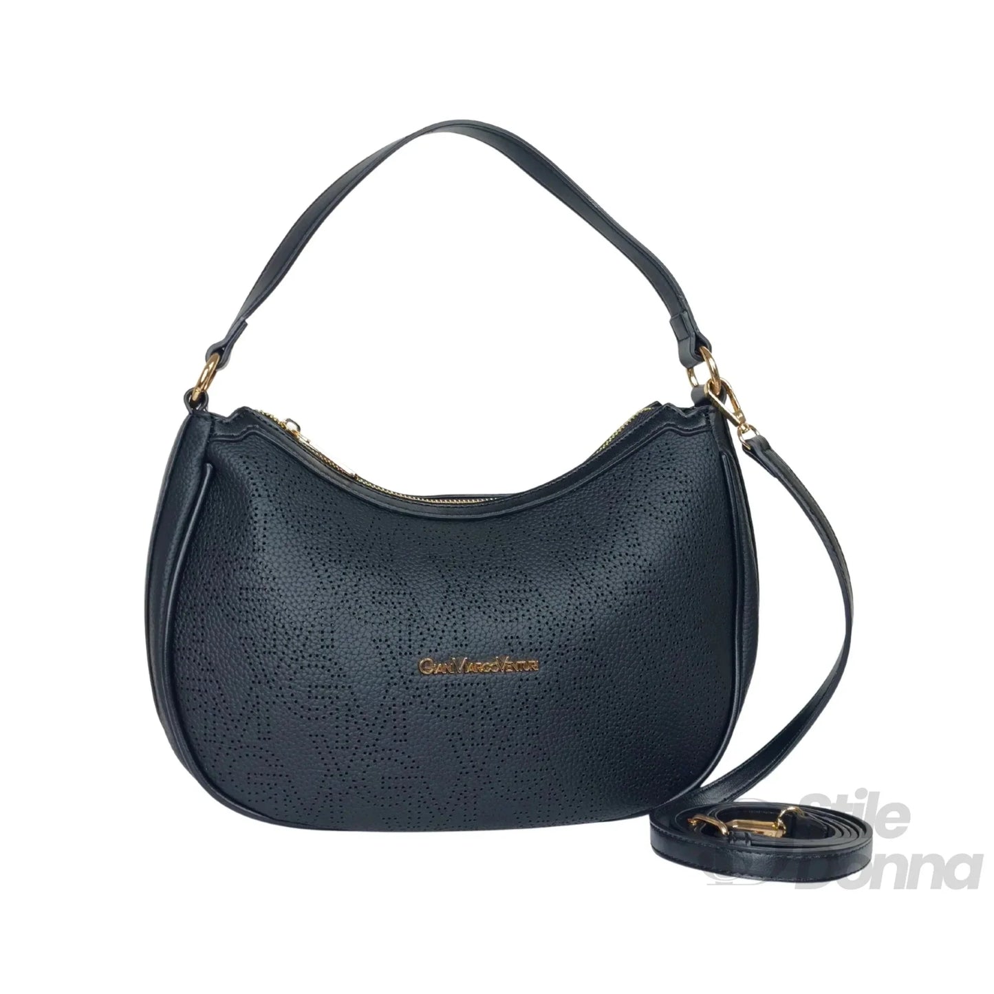 Gianmarco Venturi Borsa Hobo in Ecopelle con Finiture Dorate