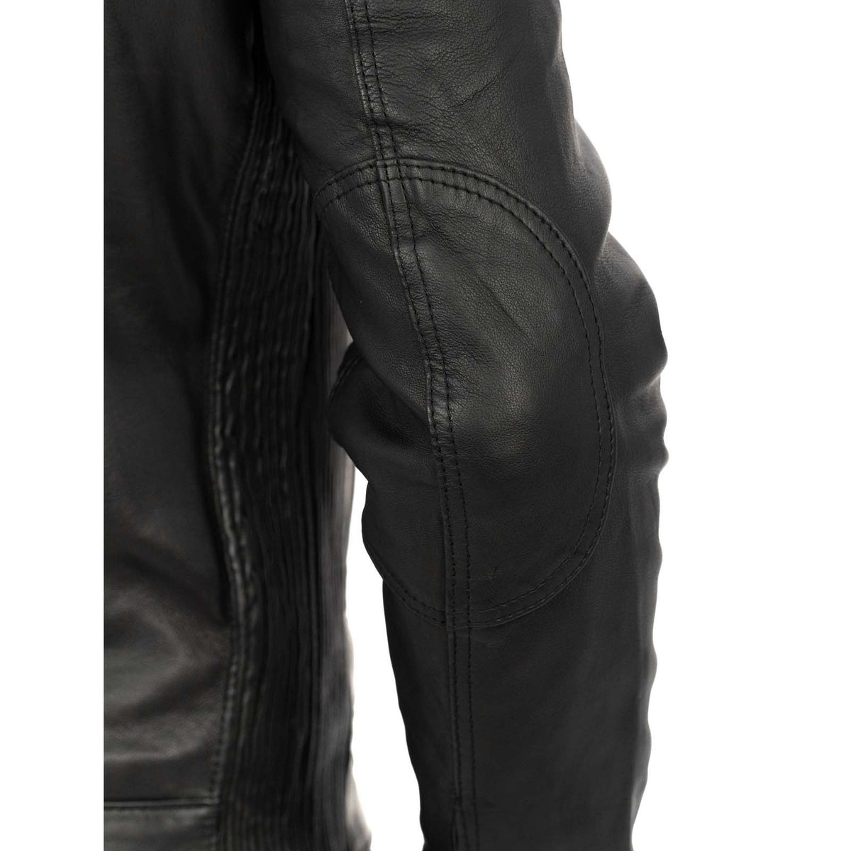Men's Black Genuine Leather Slim Biker Jacket Zip Fastening and Storm Flap Rindway