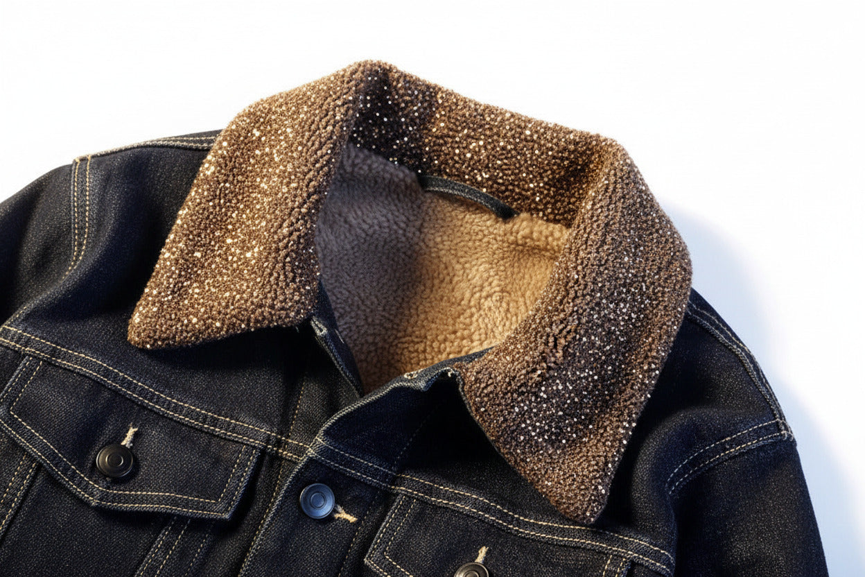 Giacca Jeans Uomo Felpata Invernale Calda e Comoda Slim Fit