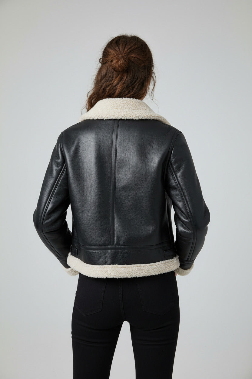 Giubbotto Donna in Ecopelle Spesso – Giacca Morbida Calda Elegante Casual