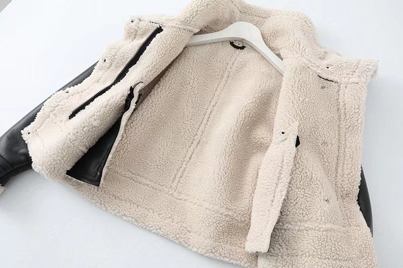 Giubbotto Donna in Ecopelle Spesso – Giacca Morbida Calda Elegante Casual