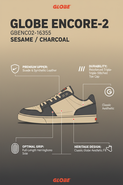 Globe Scarpa Skate Encore-2 GBENCO2-16355 Sesame Charcoal Uomo