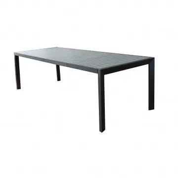 Tavolo allungabile Detroit 190/250 X 100 in alluminio verniciato antracite con doghe effetto legno
