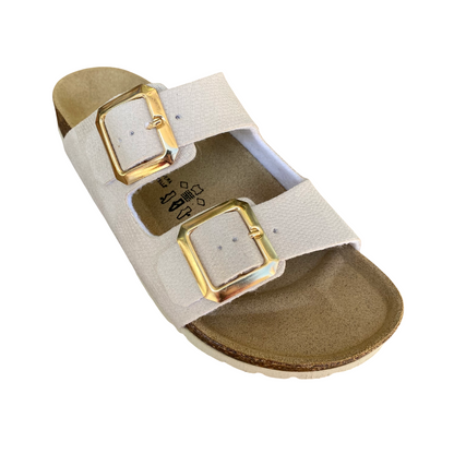 Goldstar sandalo da donna a doppia fibbia dorata GS1800QL platino