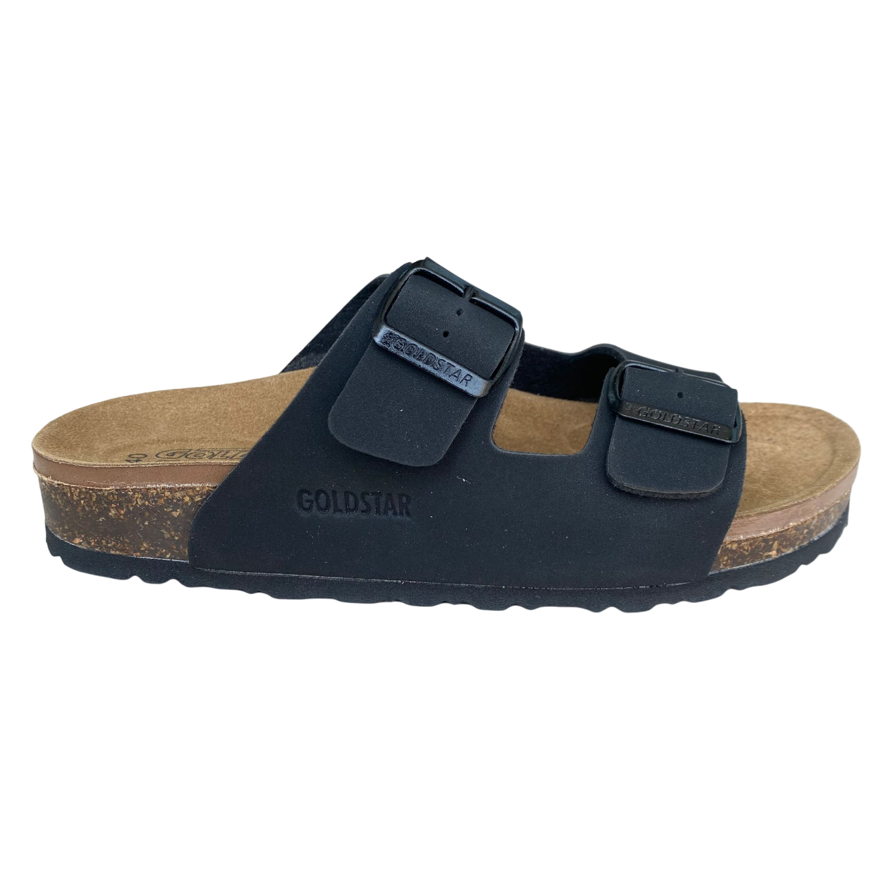 Goldstar Ciabatte Uomo Pelle 2 Fibbie Regolabili Nere - GS39900