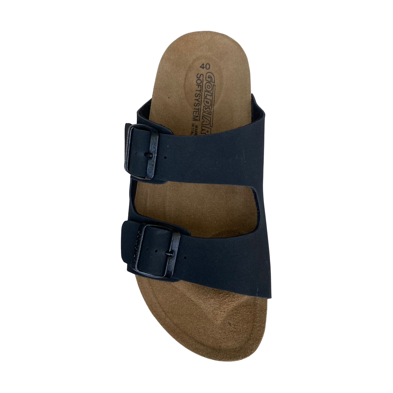 Goldstar Ciabatte Uomo Pelle 2 Fibbie Regolabili Nere - GS39900