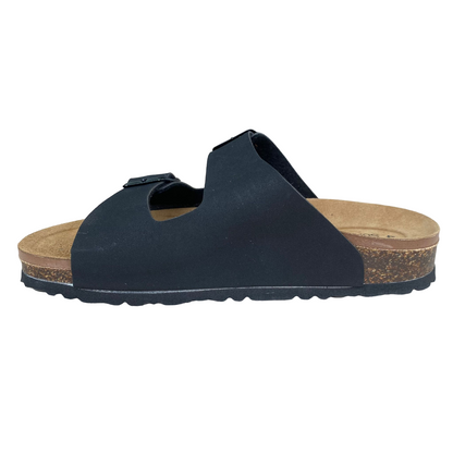 Goldstar Ciabatte Uomo Pelle 2 Fibbie Regolabili Nere - GS39900