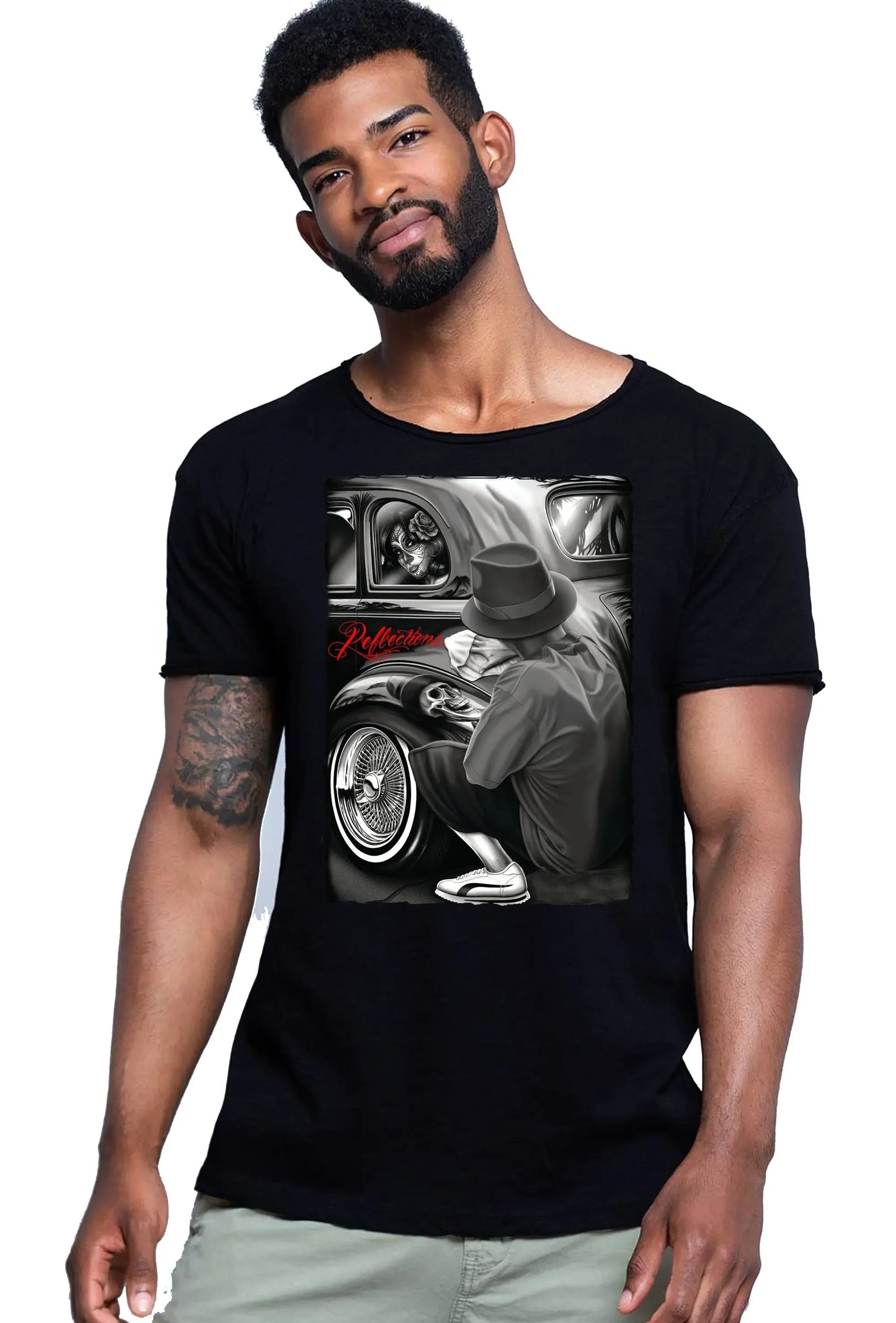 Gonzales Tattoo Skull - T-shirt Uomo Cotone Fiammato