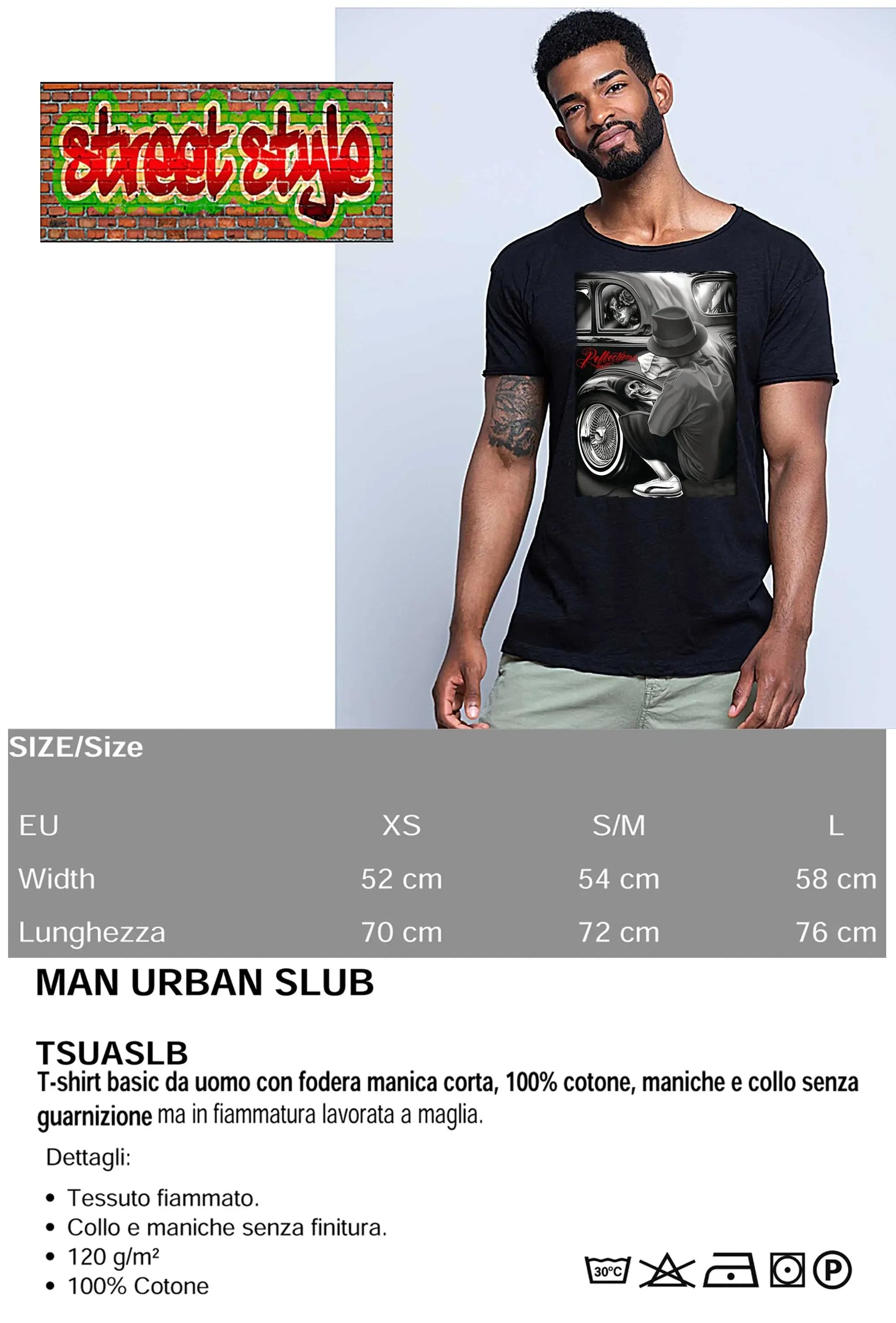 Gonzales Tattoo Skull - T-shirt Uomo Cotone Fiammato
