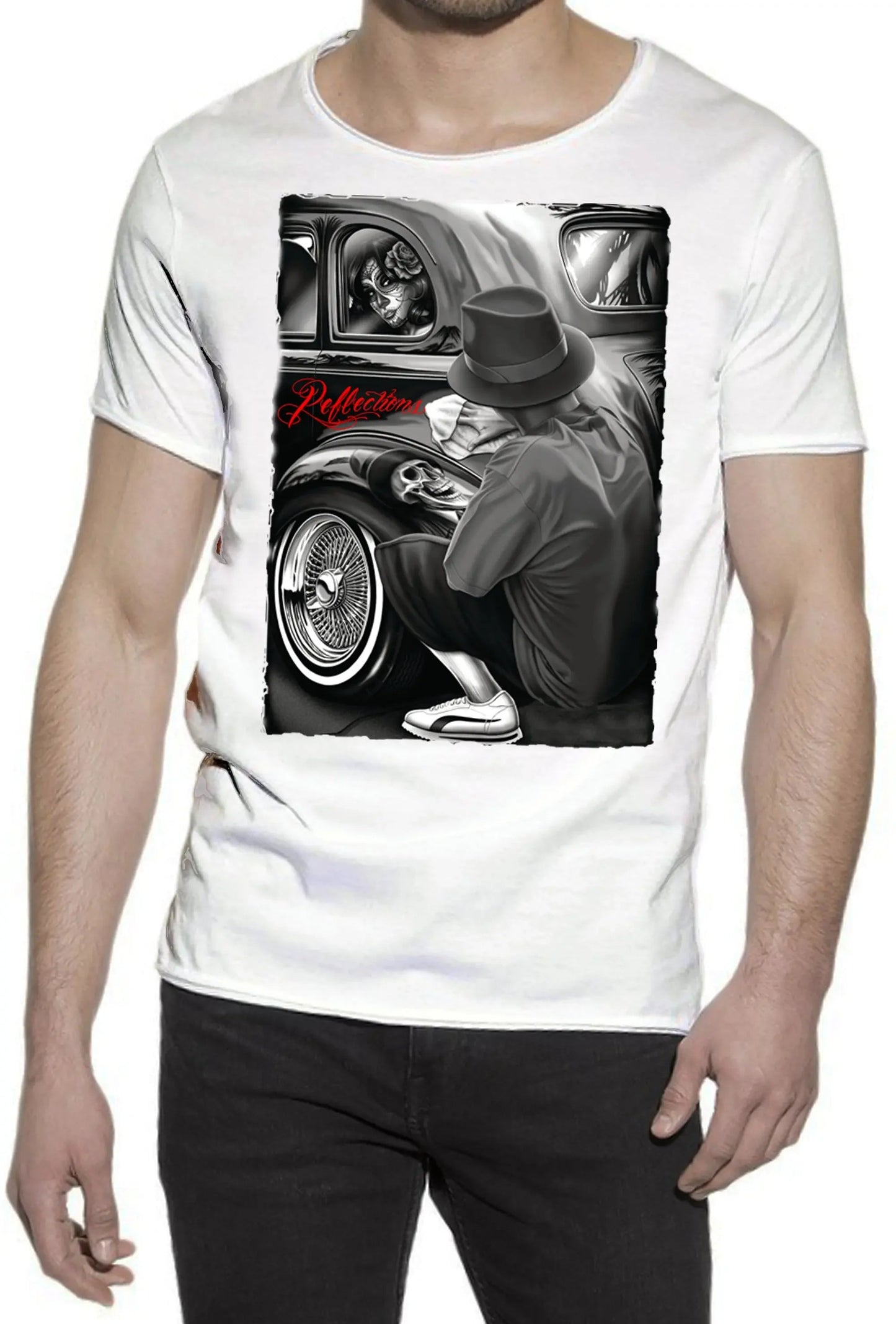 Gonzales Tattoo Skull - T-shirt Uomo Cotone Fiammato