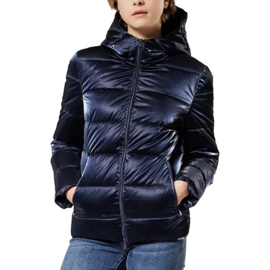 Griffai Giubbino corto da donna con Cappuccio in nylon liquid DGF2253 navy