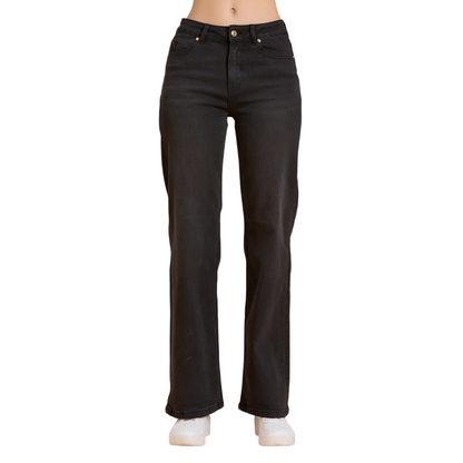 Griffai - Jeans Donna DGF5821 Nero - Pantalone Flare a Palazzo
