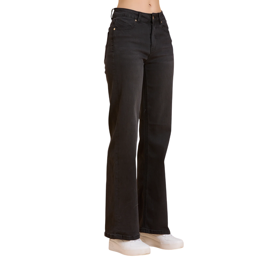 Griffai - Jeans Donna DGF5821 Nero - Pantalone Flare a Palazzo