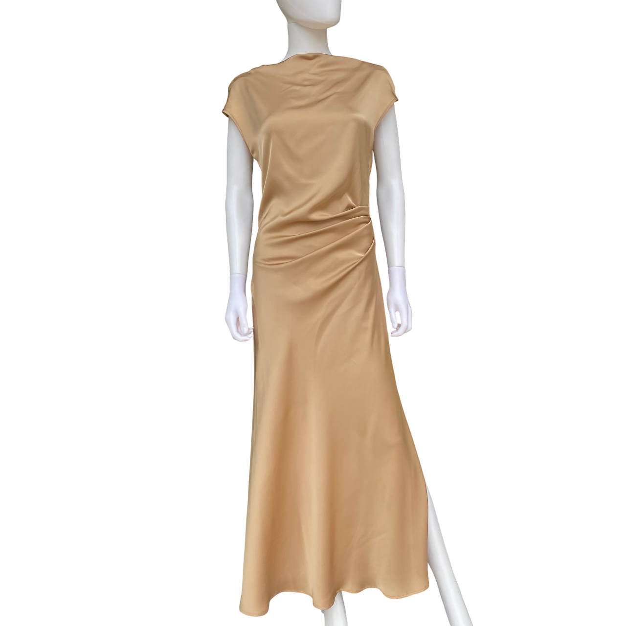 Griffai Abito lungo da donna in raso con scollo a V DGP6682 bronzo