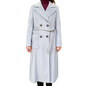 Griffai Women's Long Double-Breasted Coat with Belt DGF6053 Grey
