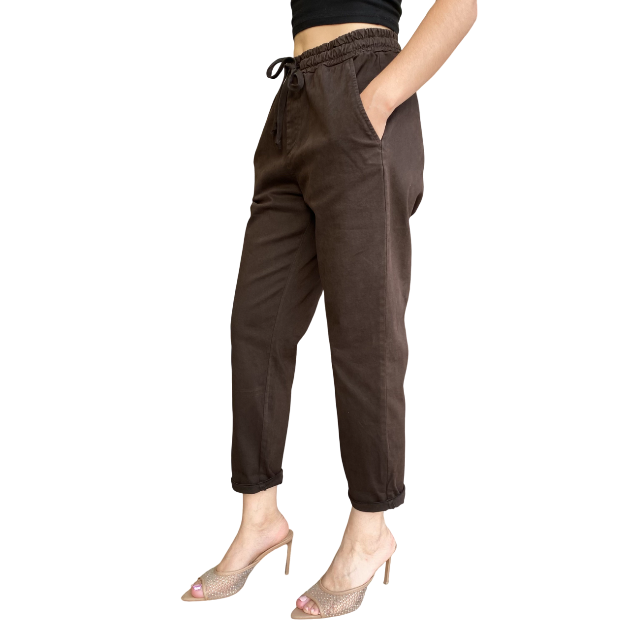 Griffai D6010: Pantalaccio in Gabardina Donna Moro