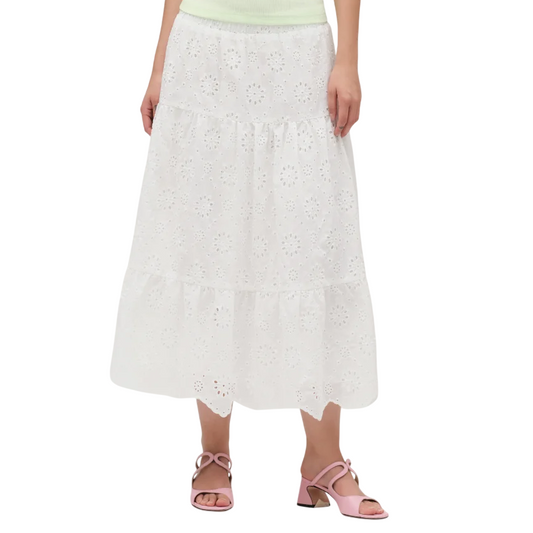 Griffai Gonna da donna in pizzo sangallo dgp6781 bianco