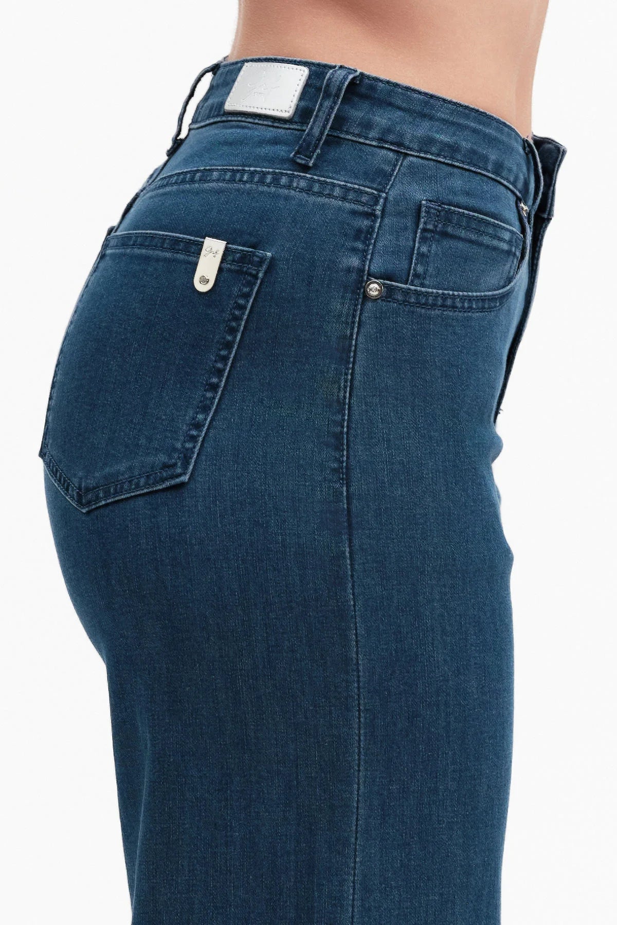 Griffai Jeans Donna Wide Leg Vita Alta DGP7545 Blu