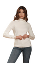 Griffai Oversized Turtleneck Sweater with Buttons - DGF4203 Cream Women