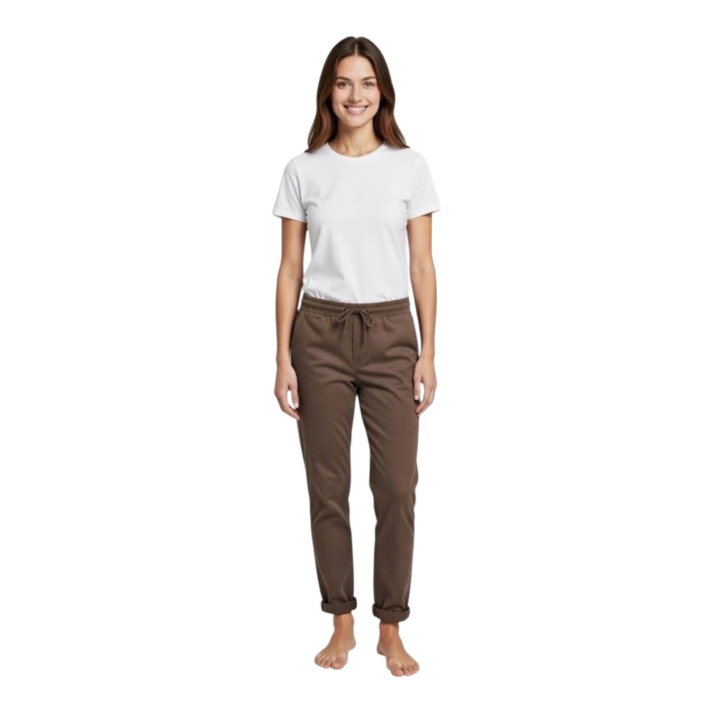 Griffai Pantalaccio in raso da donna con elastico in vita DGP7909 tabacco