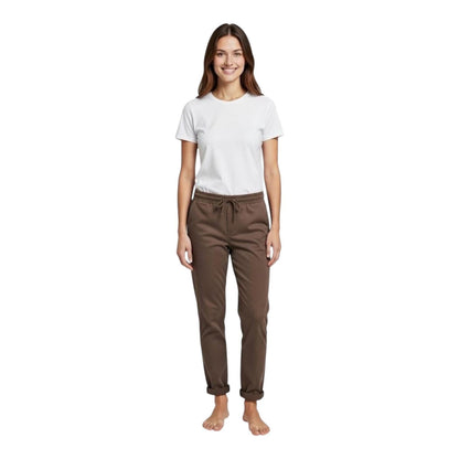 Griffai Pantalaccio in raso da donna con elastico in vita DGP7909 tabacco