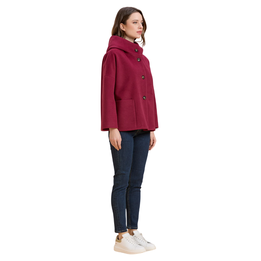 Griffai cappotto corto con cappuccio donna DGF6056 Bordeaux