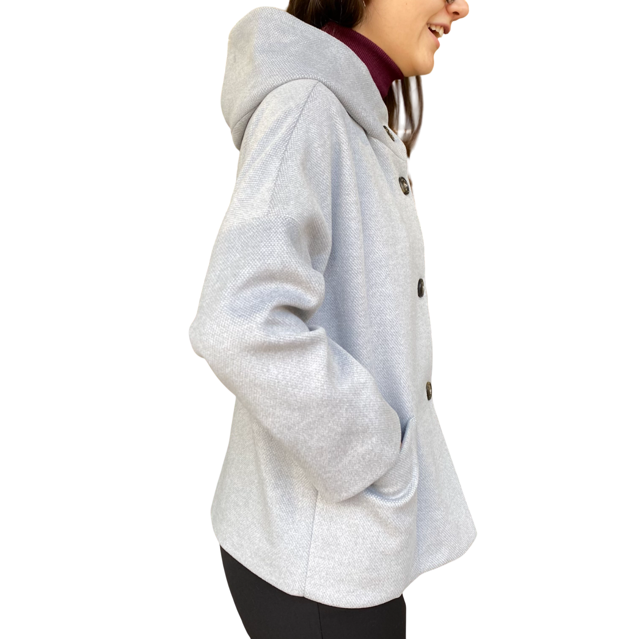 Griffai cappotto corto con cappuccio donna DGF606056 grigio