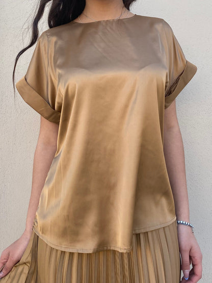 Griffai casacca manica corta da donna in raso DGP6687 bronzo
