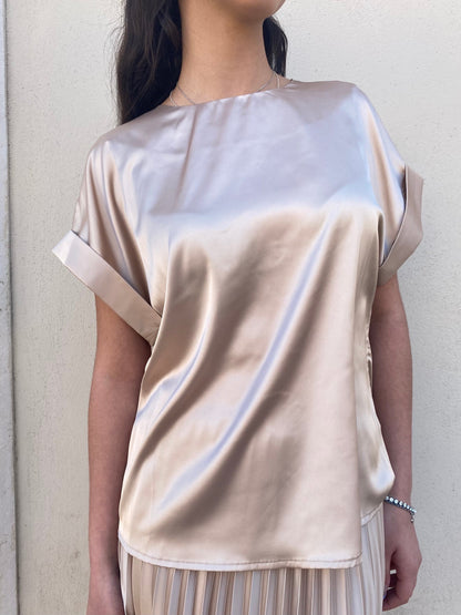Griffai casacca manica corta da donna in raso DGP6687 champagne