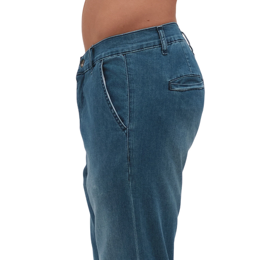 Griffai pantalone capri da uomo in cotone 7 once blu denim