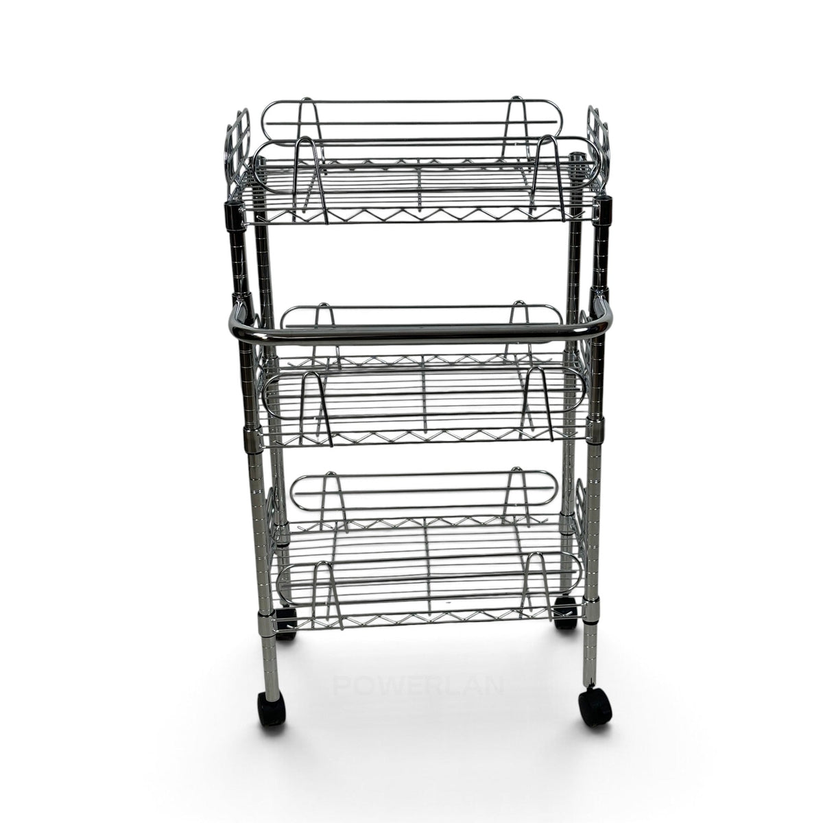 Carrello Metallika con Ruote – 3 Ripiani Grigliati con Sponde Anticaduta Rimovibili