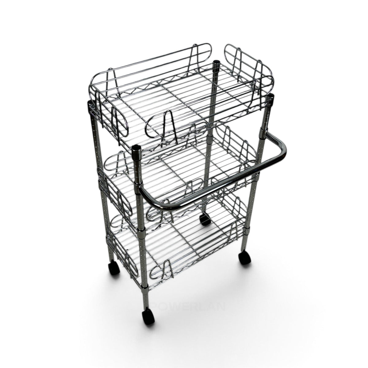 Carrello Metallika con Ruote – 3 Ripiani Grigliati con Sponde Anticaduta Rimovibili