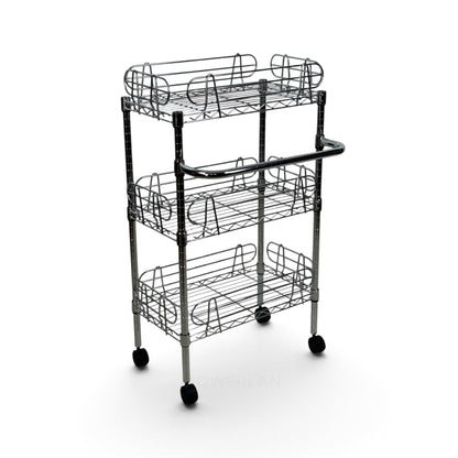 Carrello Metallika con Ruote – 3 Ripiani Grigliati con Sponde Anticaduta Rimovibili