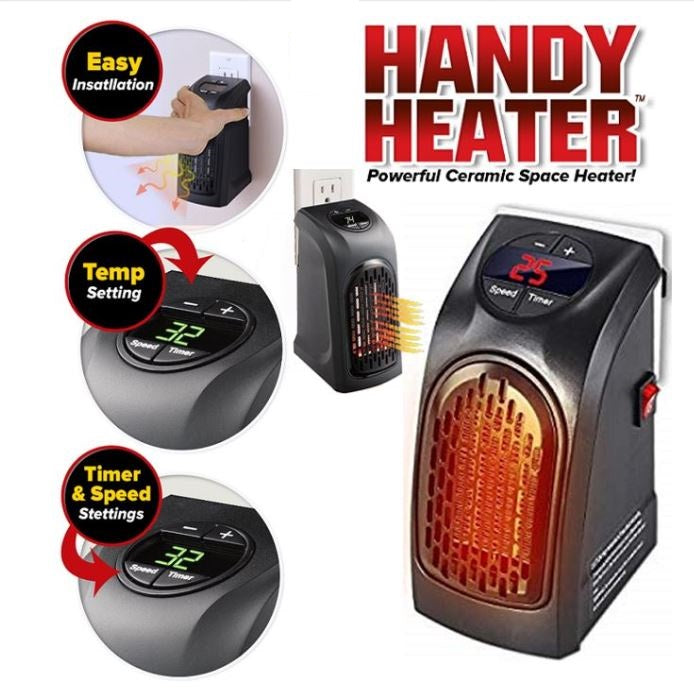 Elektrischer Heizlüfter 350W Tragbarer Heizstrahler Handy Heater Steckdosenheizung