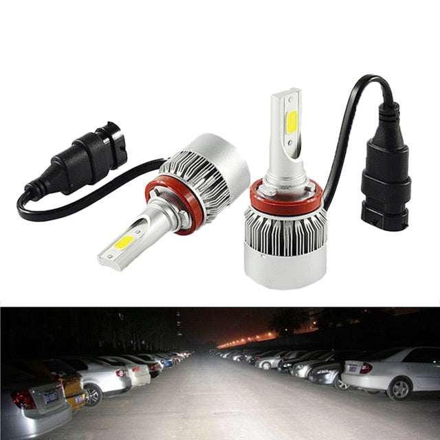COPPIA FARI LAMPADE LED AUTO H11 MOTO KIT LAMPADINE 36W LUCE BIANCA 6000K FARO