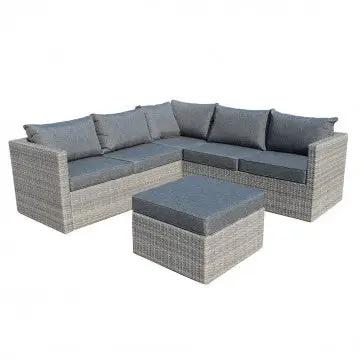 Salotto angolare Argentina con cuscini in wicker grigio UV protection
