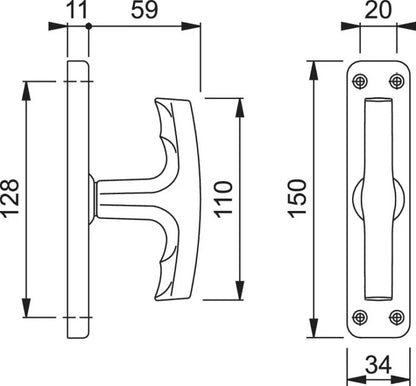 Kreuzlochrosette HOPPE Milano 68/253 aus Aluminium mit Kurzschild