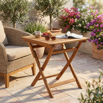 Tavolino pieghevole in legno di acacia massiccio 70x70x74 cm