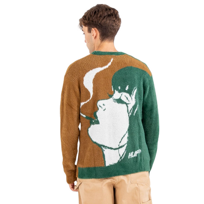 Cardigan HUF Feels Good Unisex in Finto Mohair Morbido KN00391 Marrone