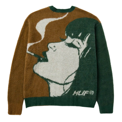 Cardigan HUF Feels Good Unisex in Finto Mohair Morbido KN00391 Marrone
