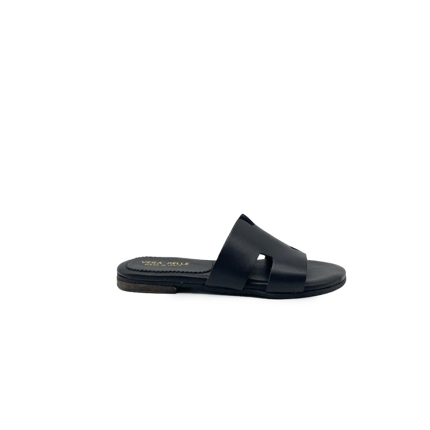 Sandali a Ciabattina Donna Modello H in Vera Pelle Nero - Made in Italy | Art. PUGLIA