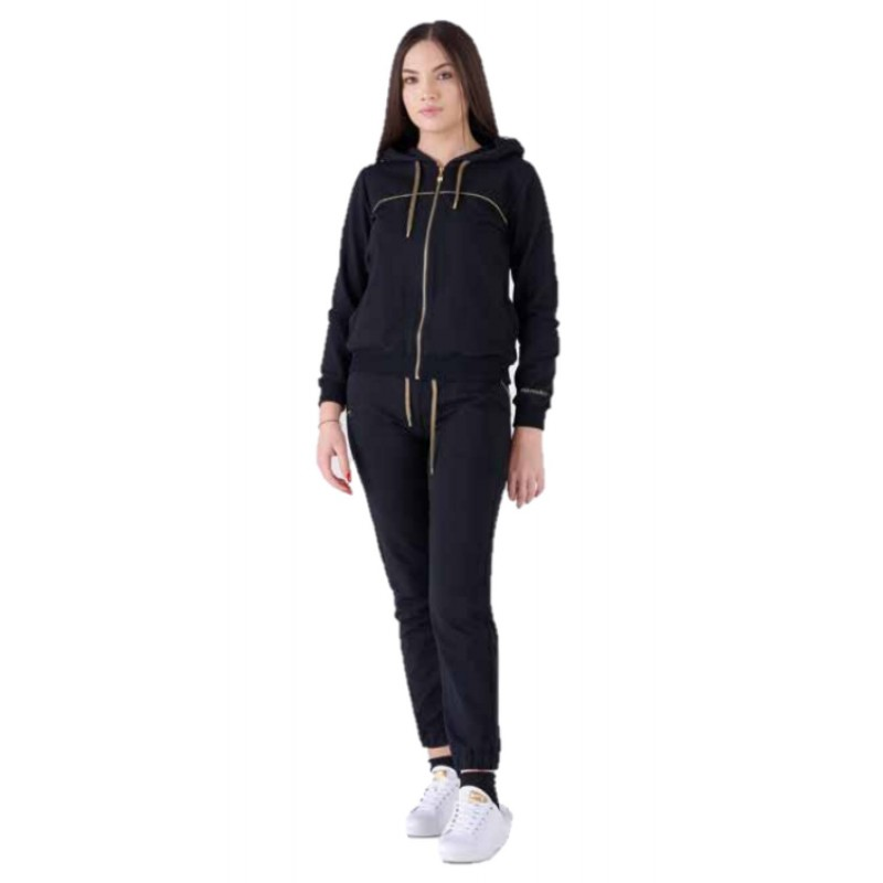 Hangar93 Tuta da donna con cappuccio in cotone leggero elasticizzato Z6780D NRO01 nero