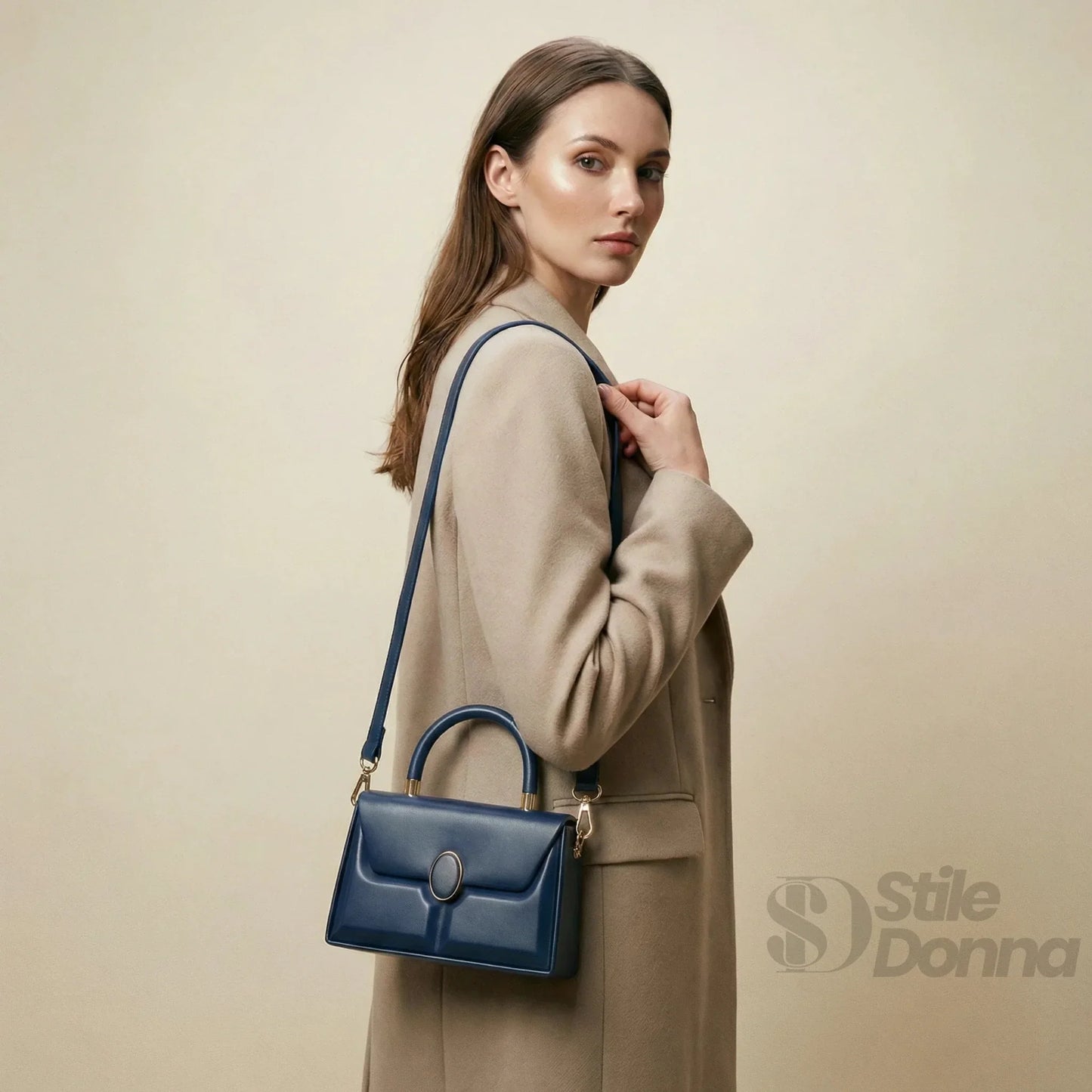 Herisson Firenze Borsa Strutturata Classica in Ecopelle con Hardware Oro