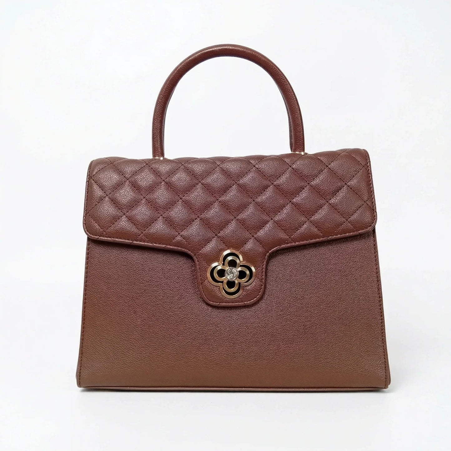 Herisson Firenze Borsa in Ecopelle con Chiusura a Quadrifoglio e Hardware Finitura Color Oro