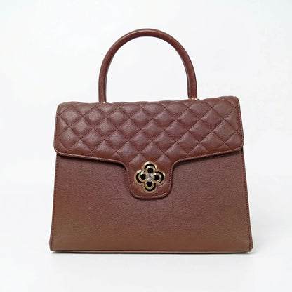 Herisson Firenze Borsa in Ecopelle con Chiusura a Quadrifoglio e Hardware Finitura Color Oro