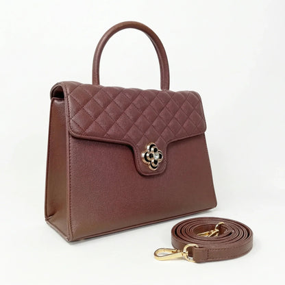 Herisson Firenze Borsa in Ecopelle con Chiusura a Quadrifoglio e Hardware Finitura Color Oro
